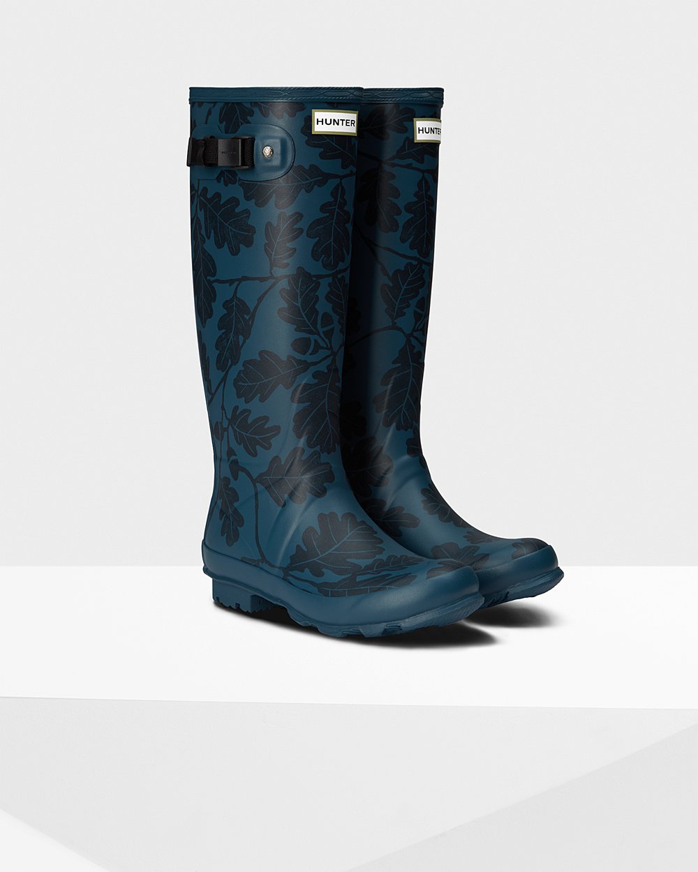 Women Hunter National Trust Print Norris Field | Tall Rain Boots Blue | NZ-6792-TGXE